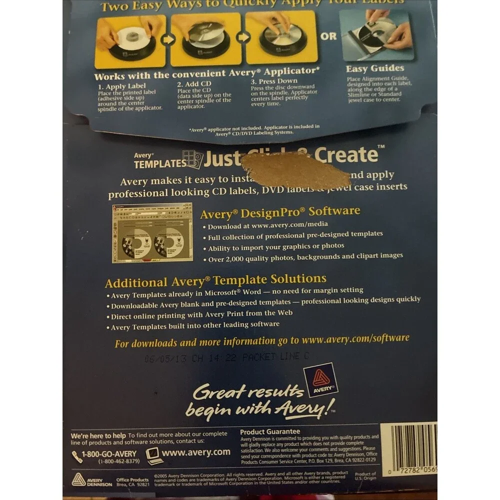Avery 5692 Laser CD Labels White Disc Opened Box 12 Sheets, 24 Labels